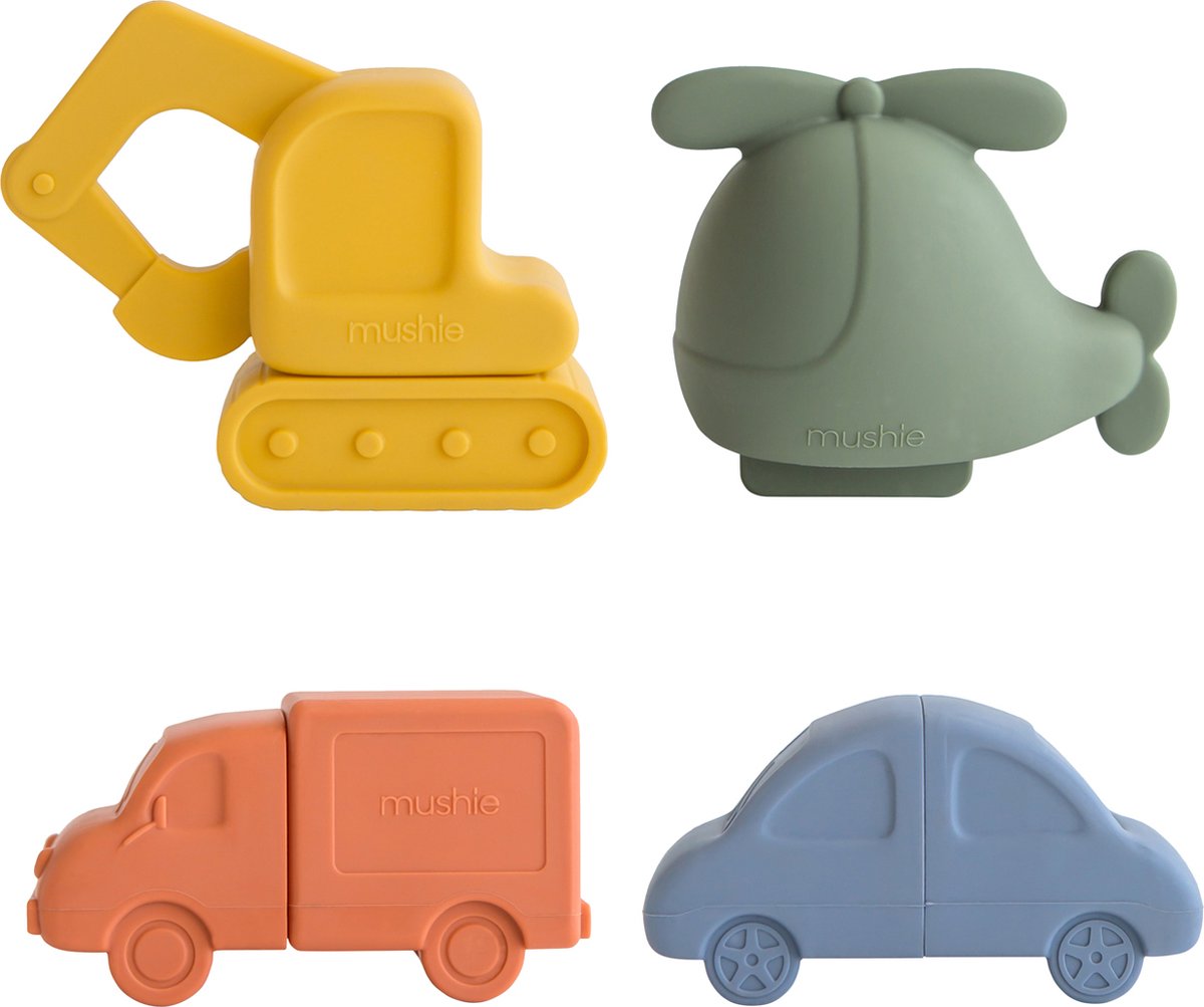 Mushie Badspeelgoed Set 4-Pack | Voertuigen